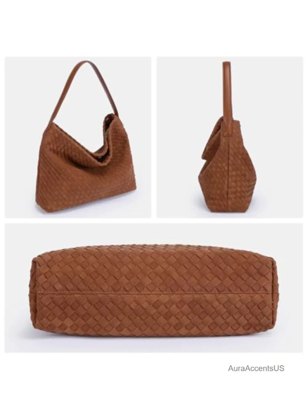 Woven Suede Hobo Bag - Spacious Tote with Detachable Strap